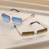 2 пары прямоугольных безободковых универсальных модных женских очков для повседневной носки