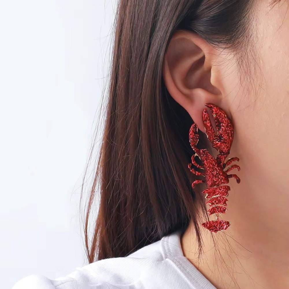 Metal Lobster Earrings Large Size Animal Drop Earrings Charm Crayfish Pendant Earrings Casual