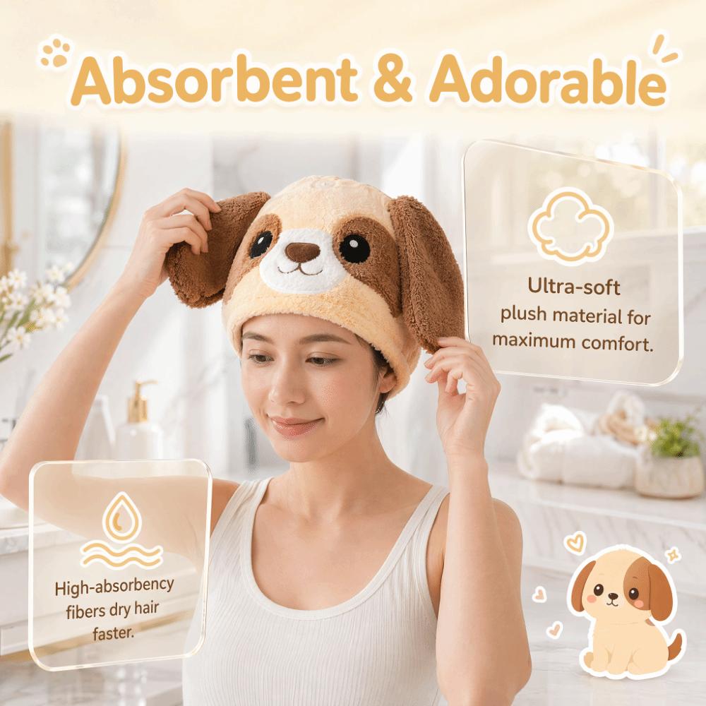Soft Plush Hair Drying Cap Cartoon Shower Cap Cute Dry Hair Caps Hair