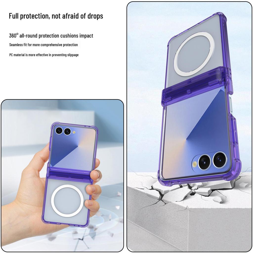 Применимый защитный чехол для Samsung Z Flip7, противоударный, с MagSafe для беспроводной зарядки, совместим с Flip6/5.