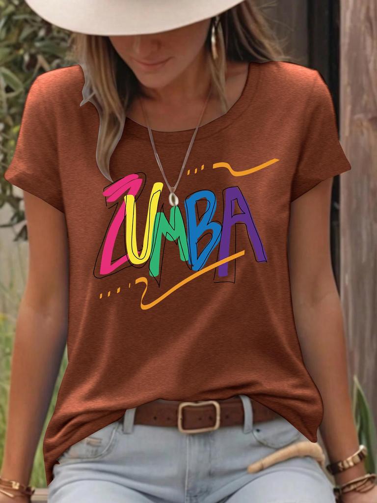 Женская красочная футболка свободного кроя с коротким рукавом и принтом ZUMB