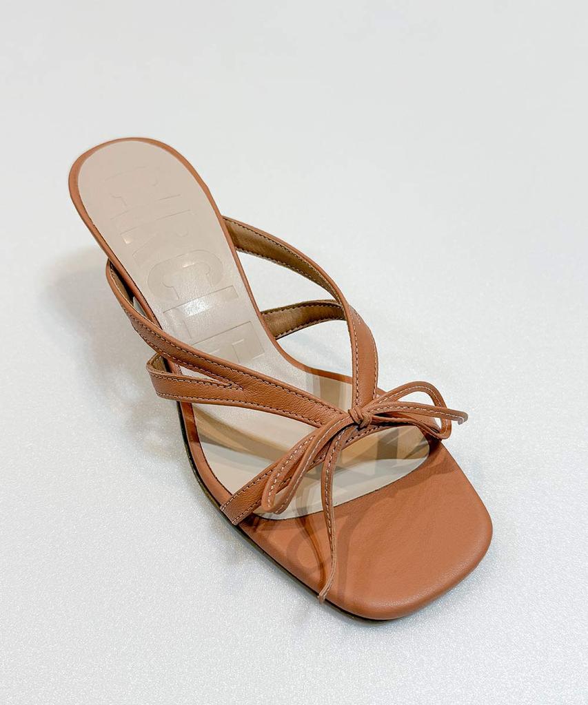 Circle Cross Ribbon Mule Sandals (Salmon)