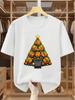 Basketball Christmas Tree Print Short Sleeve Cotton T-Shirt