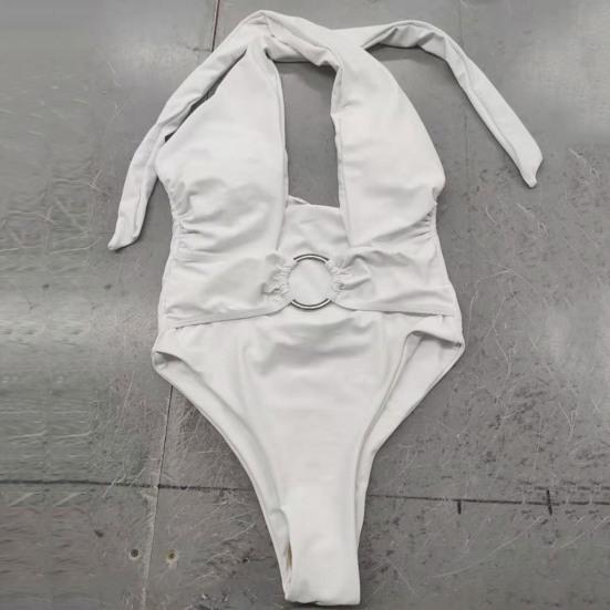 Женский купальный костюм, однотонный женский монокини с крестом и бретелькой на шее, высокой талией