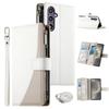 For Samsung Galaxy S25/S24 Case Zipper Wallet Color Splicing Leather Flip Phone Cover with Straps
