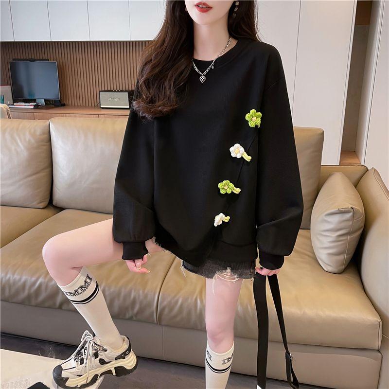 Дизайн Sense Niche Длинные рукава Новая универсальная корейская версия Свободный Плюс Размер Вафельный Толстовка с капюшоном для женщин