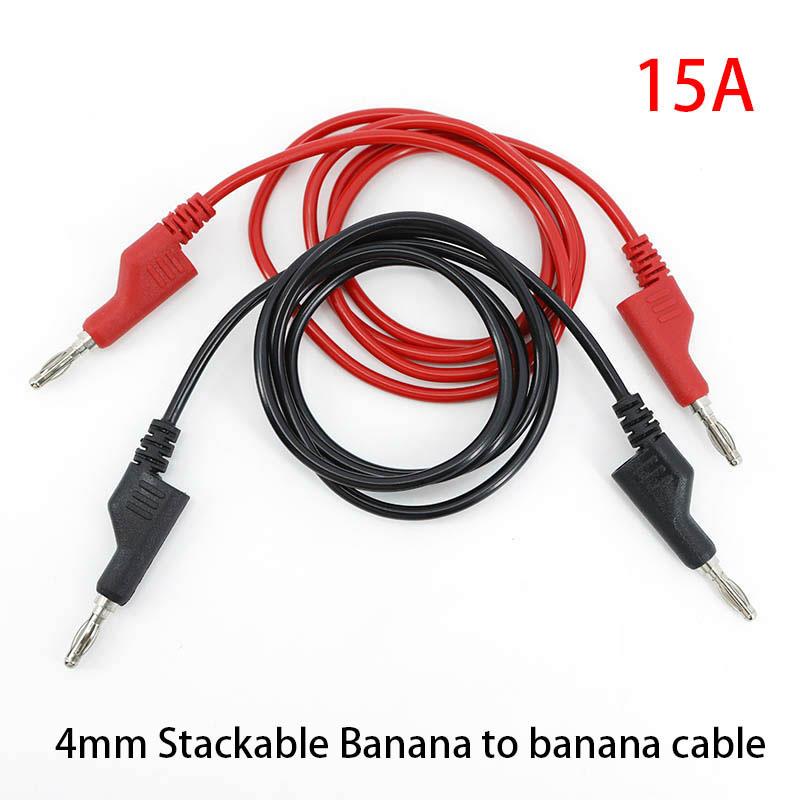 0.5m 1M 5/10/15A Dual 4mm Banana Alligator crocodile to Banana Alligator Clip plug test crocodile Red Black Cable lead