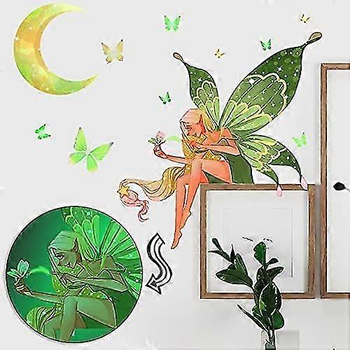 Glow in The Dark Butterfly Fairy Wall Sticker Luminous Moon Butterflys Wall Decals Cartoon Flower Fairy Princess Wall Stickers
