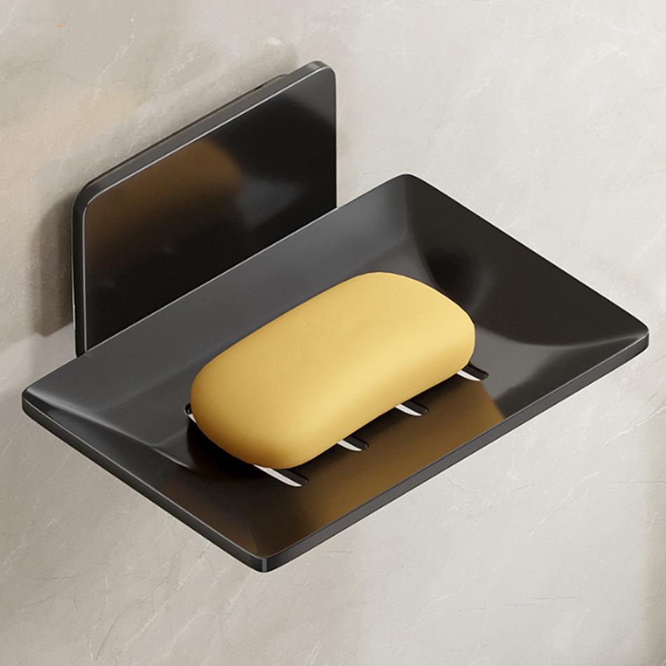 Съемный держатель для мыльницы, клейкий, черный, белый, серый, алюминиевый, креативный, для туалета, мытья рук, ванной, душа, держатели для мыла, полка