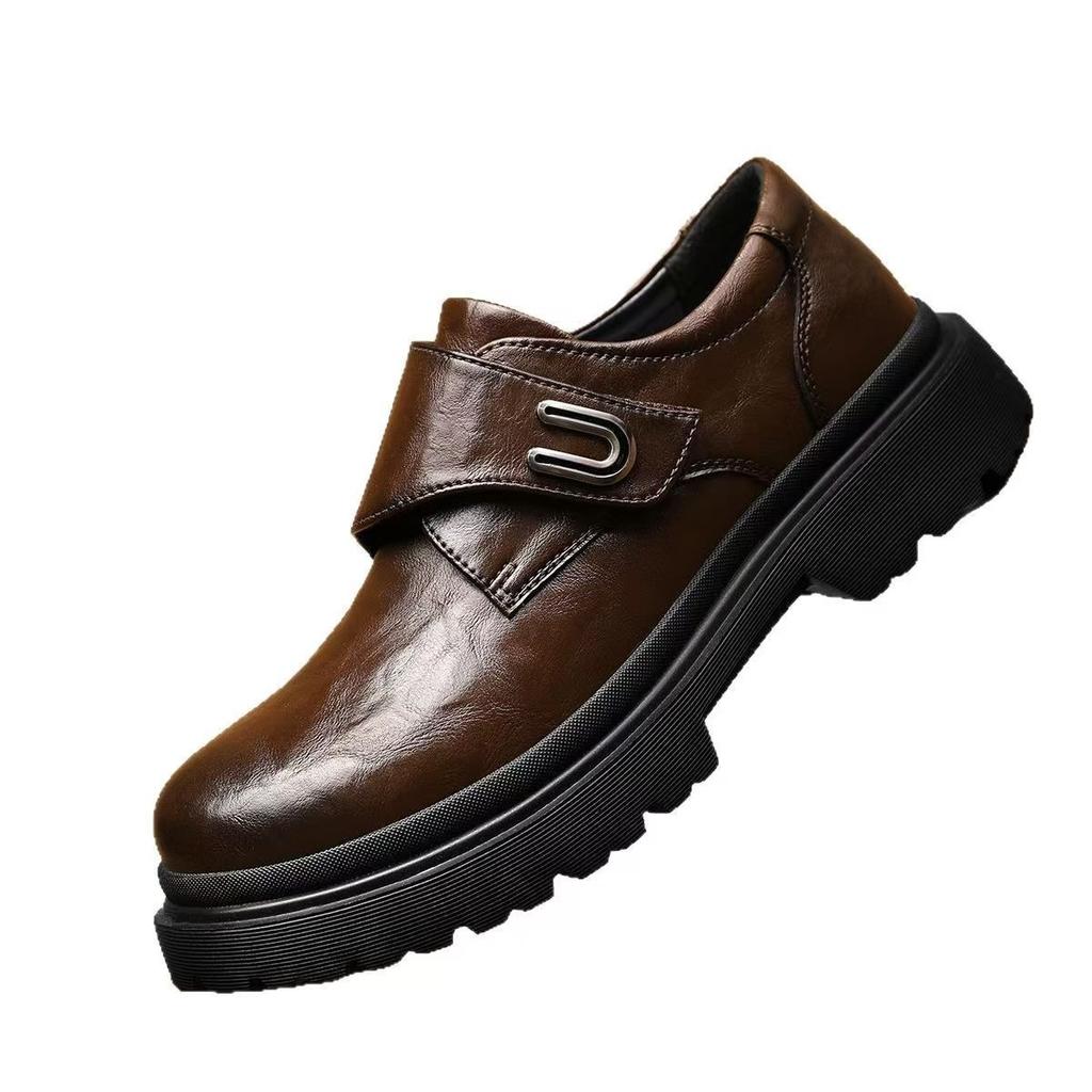 2025 новая весна и осень кожаная обувь мягкая кожа мягкая поверхность универсальная мужская повседневная обувь липучка одна педаль деловая мужская обувь
