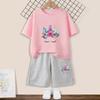 Милый комплект одежды с принтом «Счастливый кот» для девочек, летняя мода, футболка с коротким рукавом и шорты, комплект из 2 предметов, детская одежда