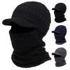Unisex Balaclava Knitted Hat Wool Scarf Warm Beanies Cap Autumn Winter Outdoor Leisure Hats Travel Accessories for Women Men