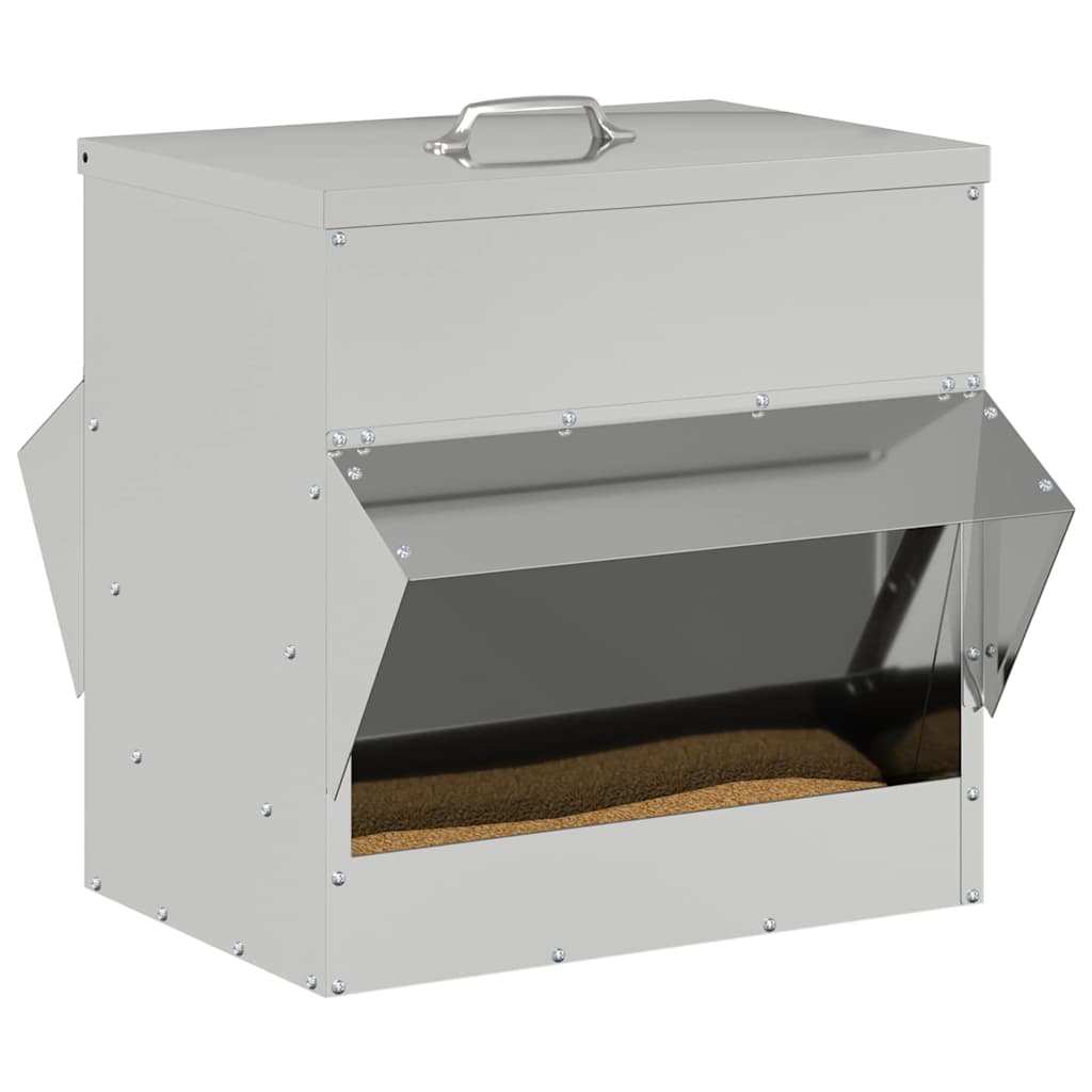 Chicken Feeder Silver 40.5 x 45 x 41 cm Galvanized Steel