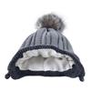 Warm Children Hat Scarf Set Winter Thick Knitted Faux Fur Pompom Beanie Boys Knit Kids Baby Hats Set