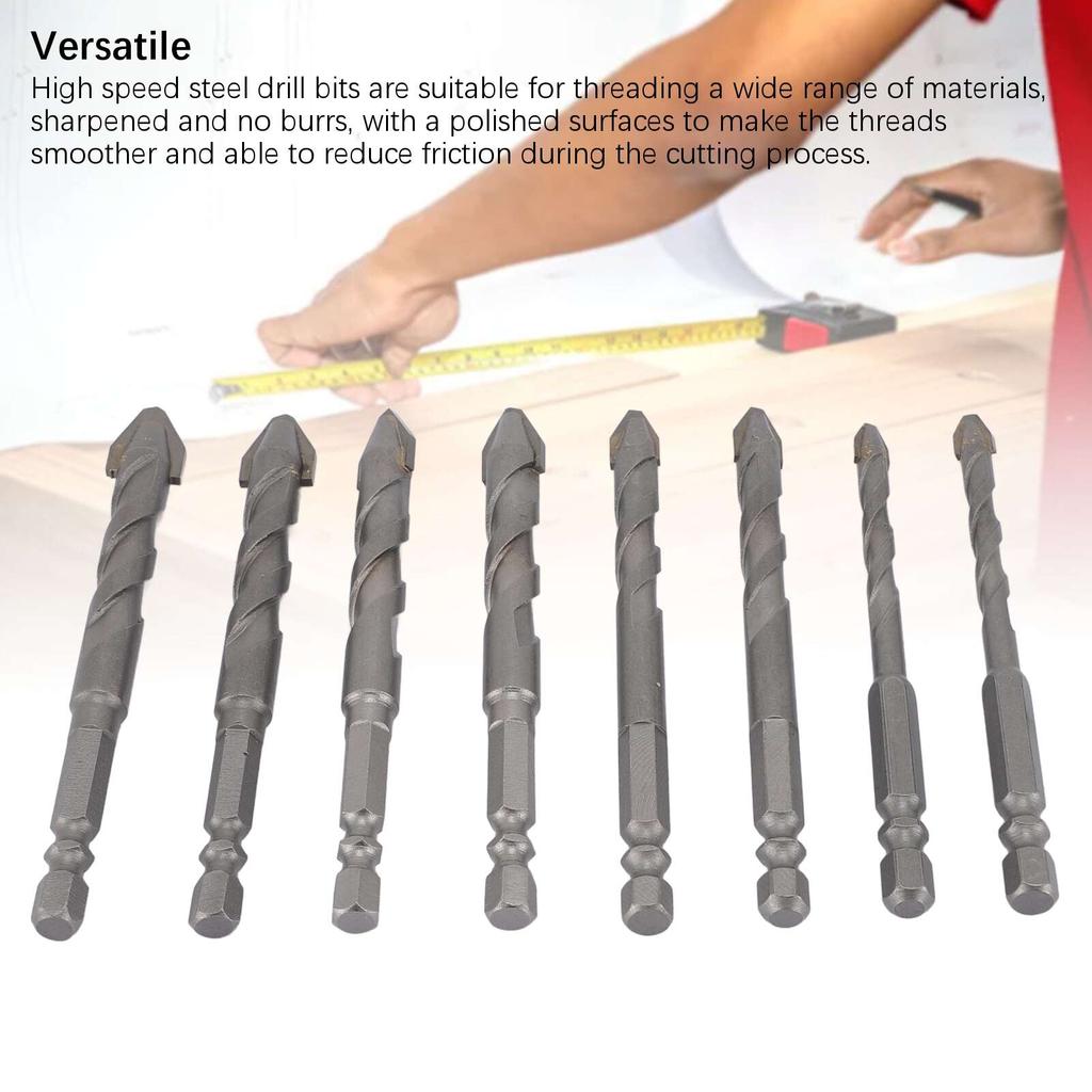 8 шт. Высокопрочное эксцентриковое сверло скрученное многофункциональное твердосплавное шестигранное сверло с косой головкой для стен плитки