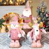 Новый рождественский снеговик, телескопическая кукла, оконная сцена, рождественское украшение, розовый Санта-Клаус, вязаная кукла-олень, подарок «Счастливого Рождества»