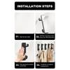 5Pcs Plastic Wall Hook No Drill Self-adhesive Heavy Duty Multi-functional Home Office Bathroom Clothes Hat Scarf Towel Bag Keys Umbrella Bag Hanger