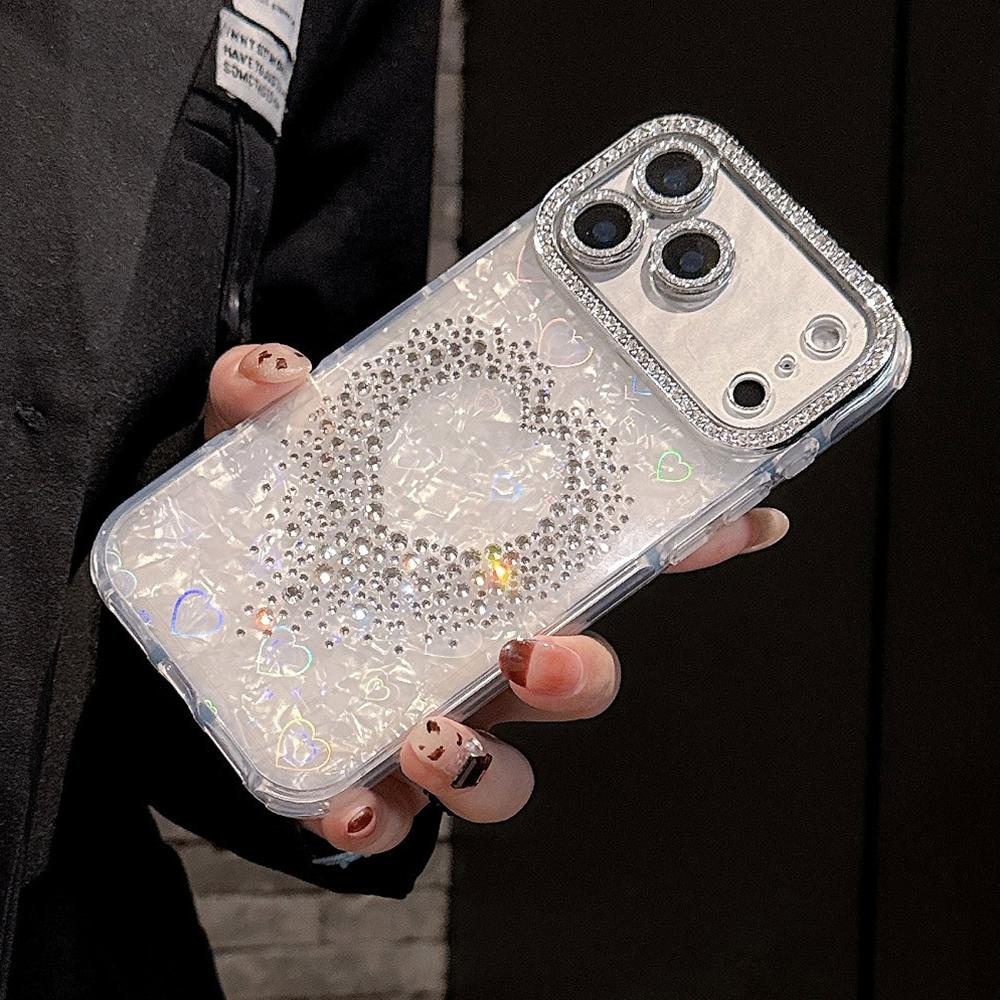 Милый 3D чехол для телефона с узором из страз и бриллиантов для iPhone 17 Air 16 15 14 13 12 11 Pro Max, чехол-ракушка, противоударный, мягкий ТПУ