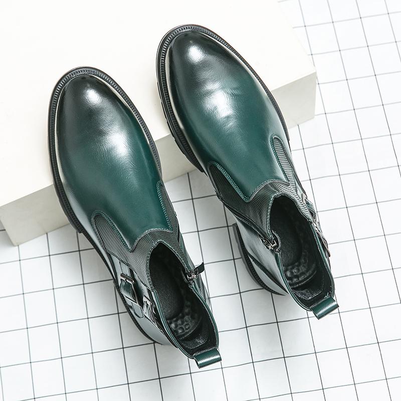 Модные высококачественные модные мужские высокие ботинки с боковой молнией в осеннем британском стиле с двойной пряжкой, удобные кожаные короткие ботинки