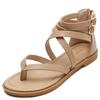 Women's Casual Sandals Roman Strap Sandals Flat-bottomed Fairy Wind Summer Simple Low-heeled Retro Shoes JZJ- 770-21