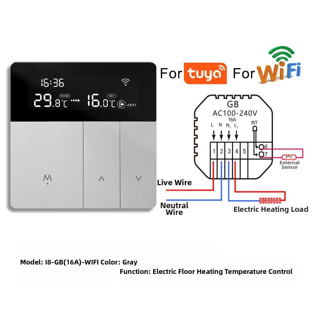 Tuya= WiFi Электрический термостат для теплого пола Настенный термостат для котла Контроллер теплого пола Умное устройство Термостат