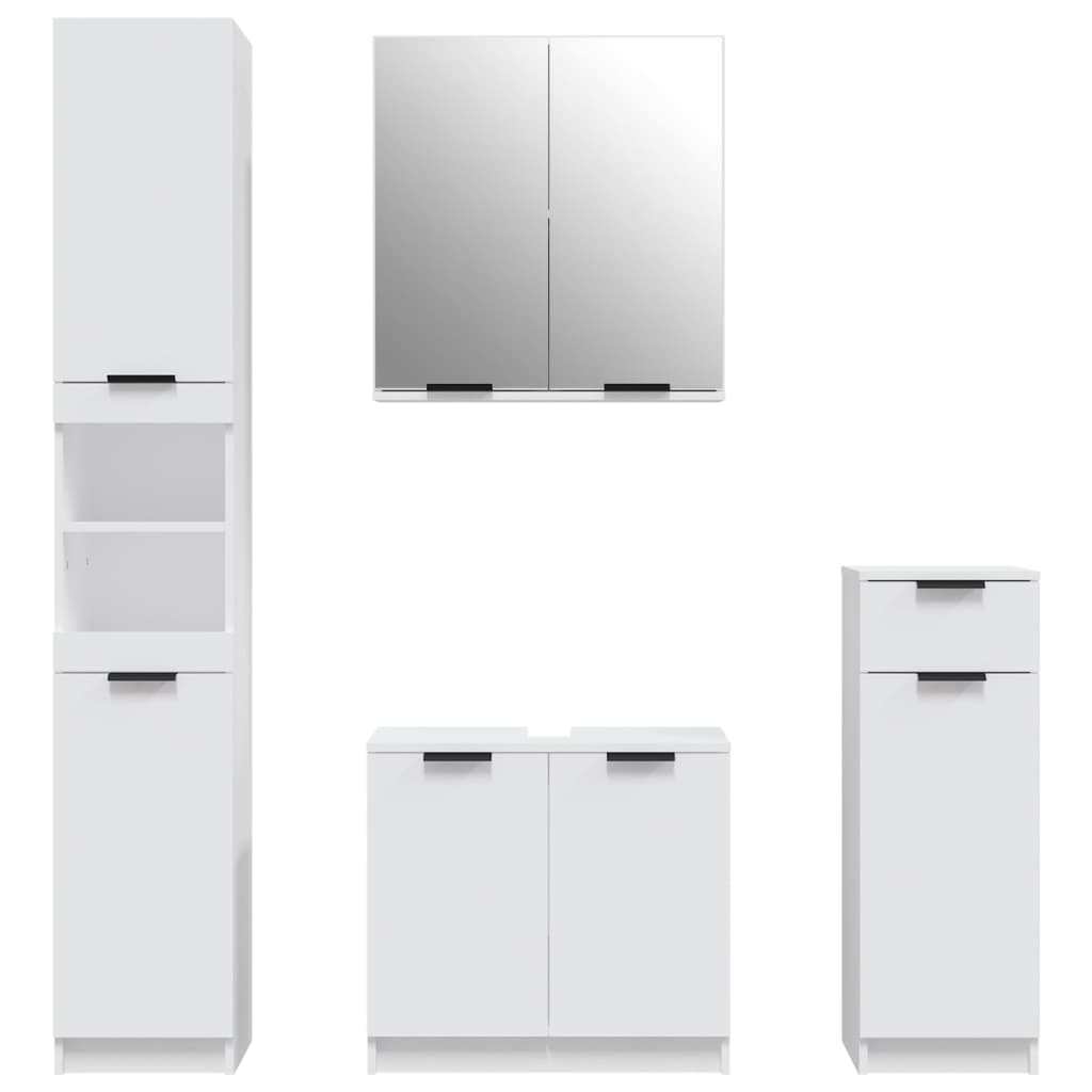 4 Piece Bathroom Furniture Set White Particleboard