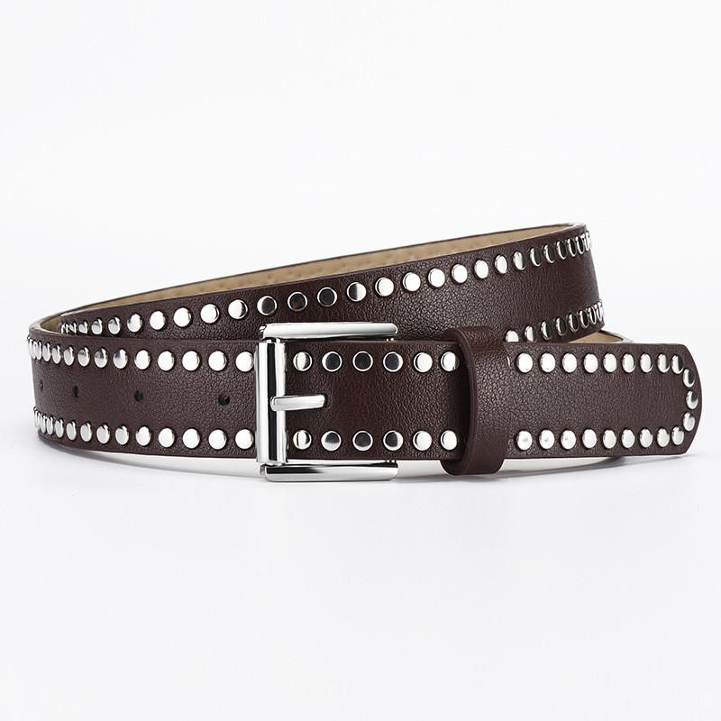 Fashionable Pu Leather Belt With Chic Rivet Buckle For Women Stylish And Versatile