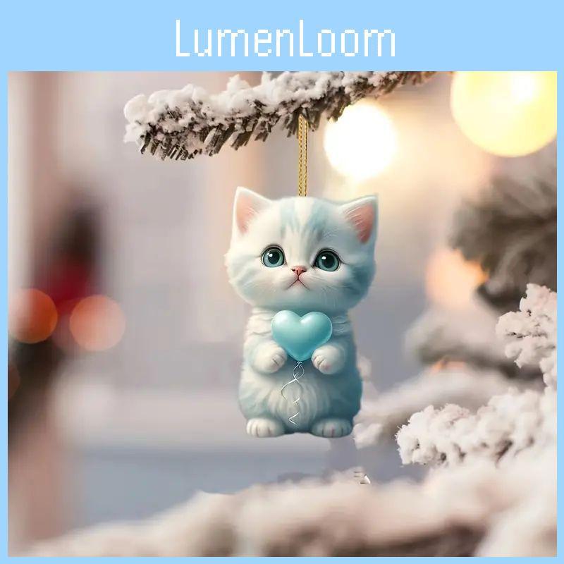 New Acrylic Blue Cat Car Charm Delightful Cartoon Design Adorable Vehicle Ornament