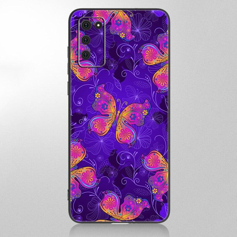 Красивый чехол для телефона с бабочкой для Samsung Galaxy A12 A02S A22 A32 A52 A72 A71 A51 A41 A31 A21 A11 A50 A70 A10S A20S черный чехол