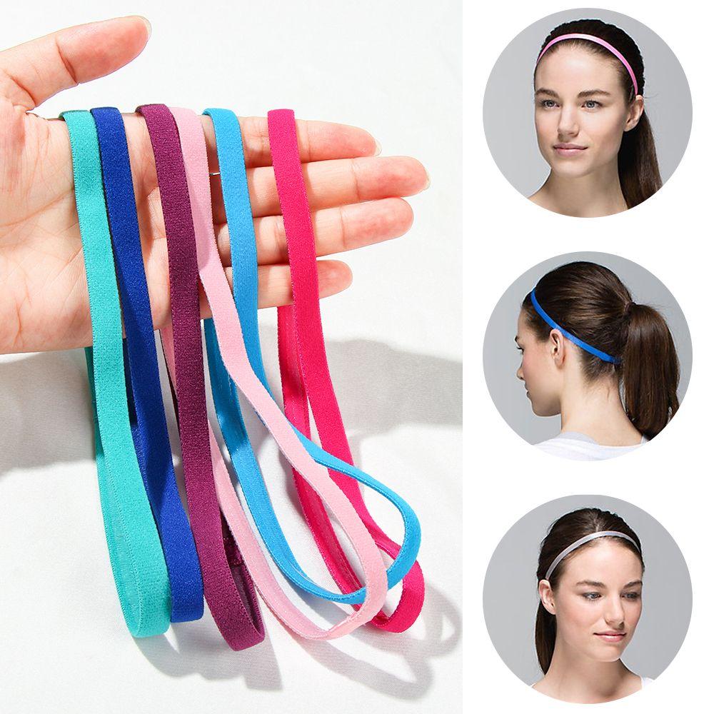 Women Men Candy Color Rubber Sweatband Head Wrap Sport Anti-slip Elastic Headband Yoga Hair Bands