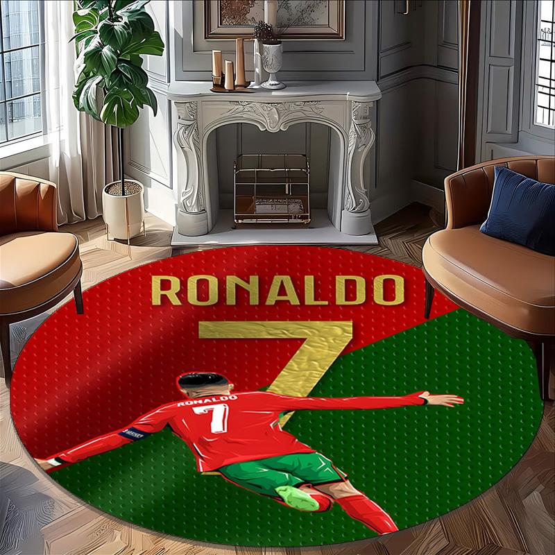 1pc Number 7 Soccer5 Carpet, Round Rug, Comfortable, Suitable for Entryways, Living Rooms, Office, And Bedrooms, Christmas Decoration