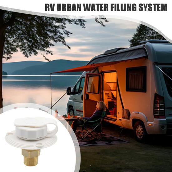 RV Water Inlet Adapter 3/4 NH To 1/2 NPT Thread with Check Valve Lead-Free Brass Food-Grade Silicone Water Valve for Campers Trailers