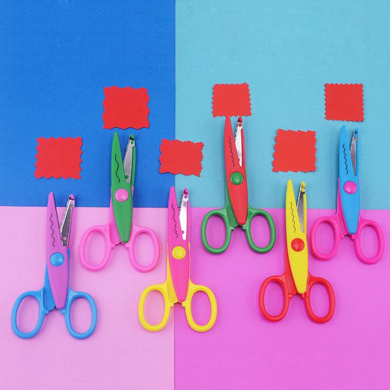 Metal and Plastic DIY Scrapbooking Photo Colors Paper Cuttings Lace Diary Decoration Safety Scissors Household Laciness Scissors