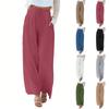 Women's Summer Elastic Waist Solid Color Cotton And Linen Loose Trousers