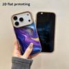 Чехол для телефона: Плоская 2D кожаная защитная пленка для iPhone 18 17 16 15 14 13 Pro, сине-фиолетовый золотой, Рождественский и Хэллоуинский подарок