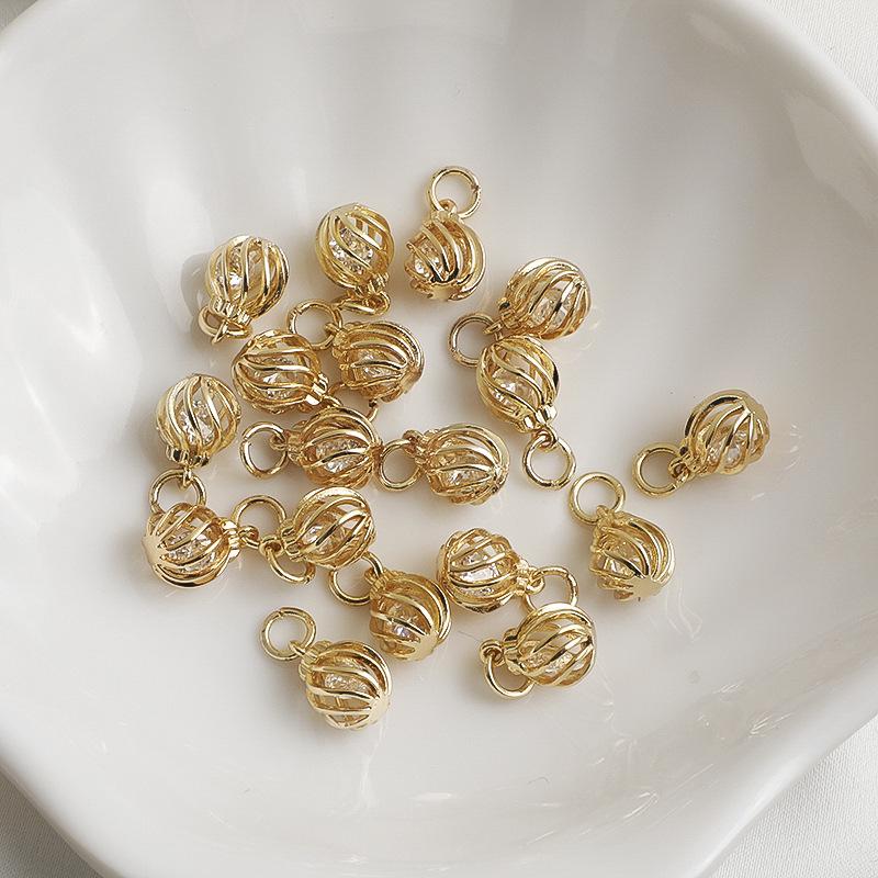 Подвеска-фонарик с цирконом, колокольчик, капля воды, наполнитель из 14-каратного золота, кулон-шарм для изготовления украшений своими руками