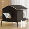 Enclosed Pet Tent House with Elevated Base Kennel for Winter