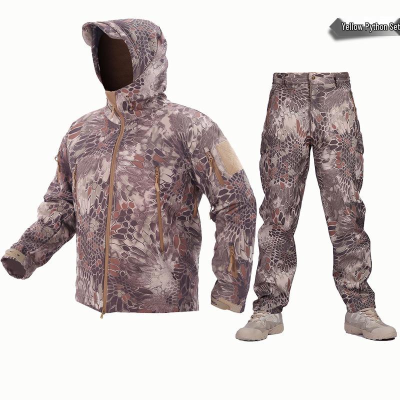 Водонепроницаемый горнолыжный костюм Alpha Green Tactical Sharkskin: Камуфляжный мягкийshell комплект с теплым флисом
