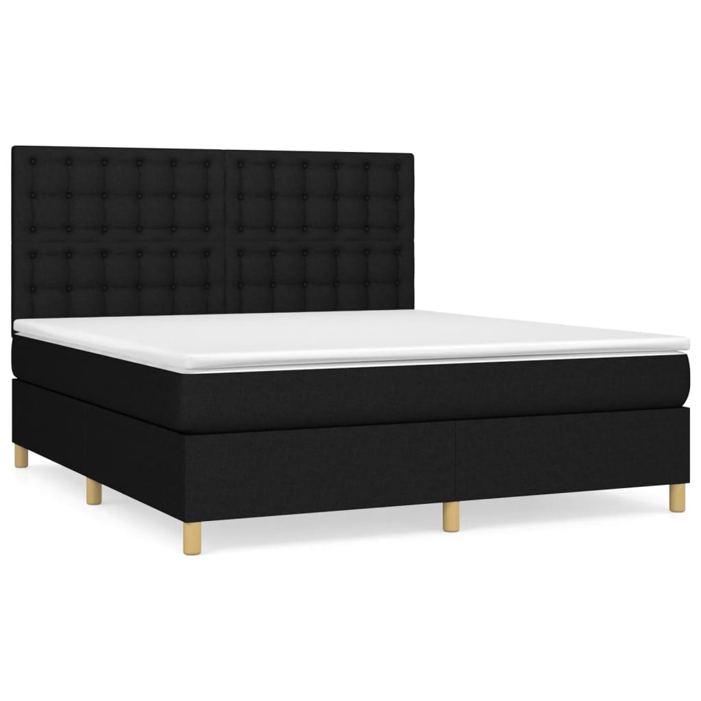 Vidaxl Континентальная кровать с матрасом, черная, ткань 160x200 см