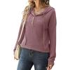 Autumn Winter Women's Loose Sports Knit Sweater, Long Sleeved Button Up Hooded Sweater