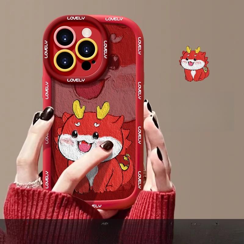 Подходит для Apple 15 Чехол для мобильного телефона Iphone14promax Cute Little Dragon 13/12 Жидкий силикон 11 Puff Xr