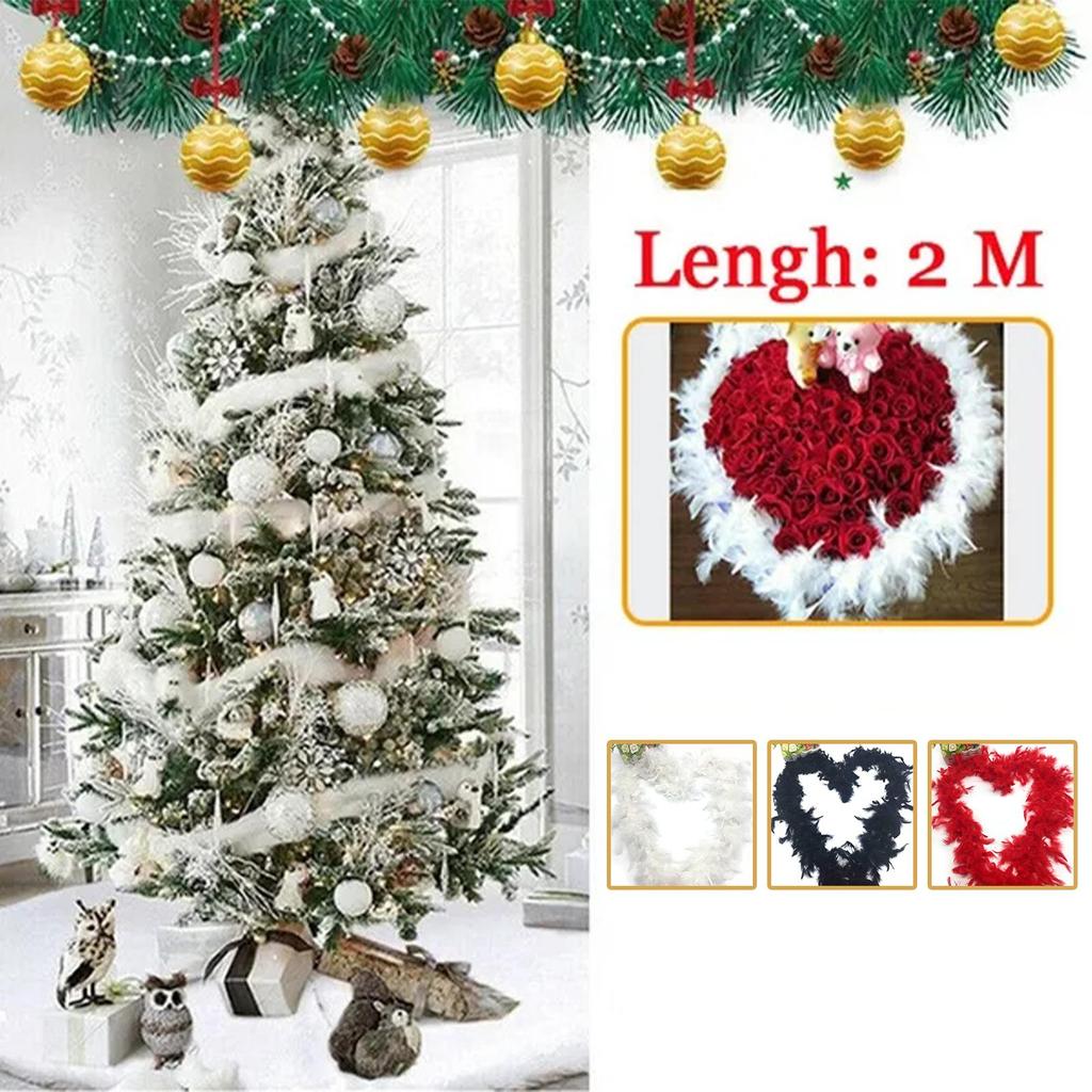 DIY 2m Feather Boa Christmas Tree Decoration Feathers Wedding Shawl White Feather Boa Ribbon Feathers Dress Garland Decorative