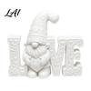 3D Printed Romantic Tabletop Statues Gnome Figurine with LOVE Letters Minimalist White Garden Statue for Heart Warming Presents Special Occasions