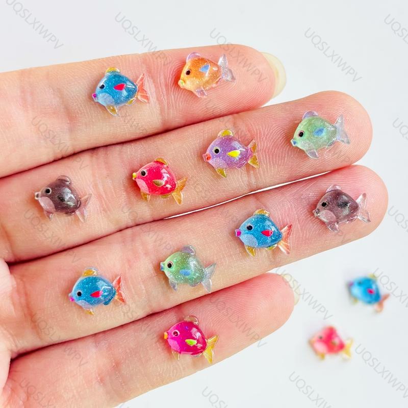 55Pieces Of Cartoon Resin Mini Colored Small Fish Rhinestone 3D Decoration Diy Production Suitable For Nail Art And Jewelry A151