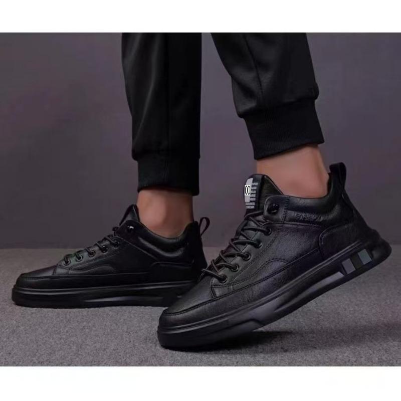 Men S Black Pu Leather Waterproof Casual Sports Sneakers