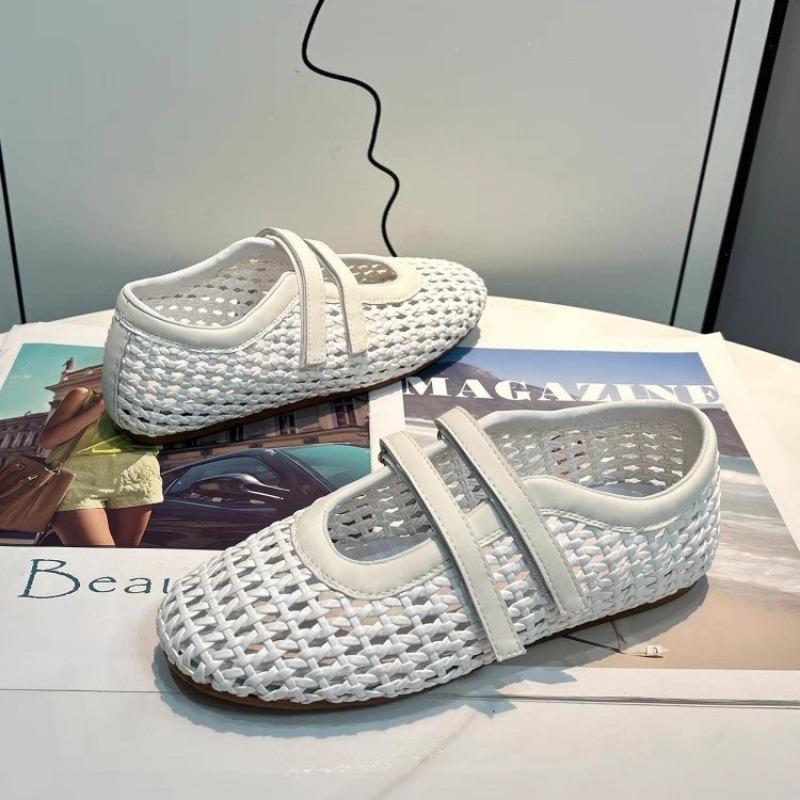 Мода 2025 Лето Новинка Сетчатые Дышащие Женские Одинарные Туфли Плетеные Вырезы Мэри Джейн