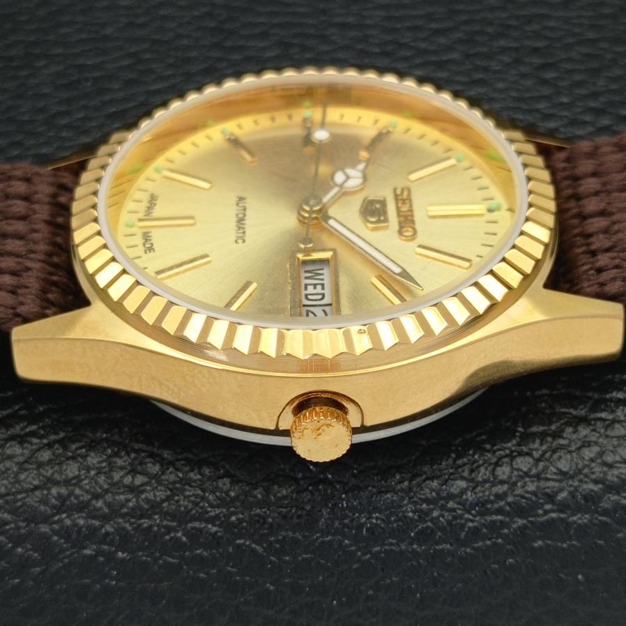 ВОССТАНОВЛЕННЫЕ ВИНТАЖНЫЕ SEIKO 5 AUTO 6309A ЯПОНИЯ МУЖСКИЕ ЗОЛОТЫЕ ЧАСЫ С ЦИФЕРБЛАТОМ a425917-2