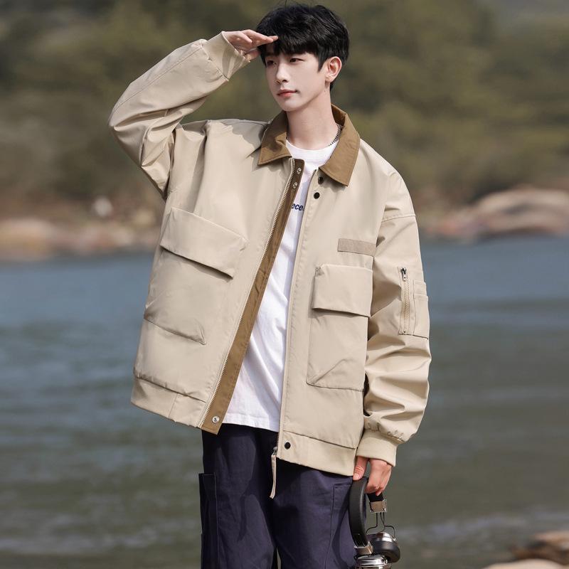 Мужская модная американская повседневная куртка с лацканами - весенняя рабочая одежда для пилотов, доступны большие размеры