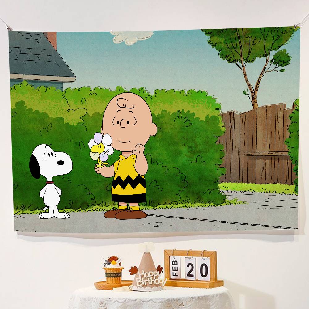 Anime S-Snoopy Cute Cartoon Dog Photography Studio Backdrop Outdoor House Party Decoration Photo Background Curtain Back Drop