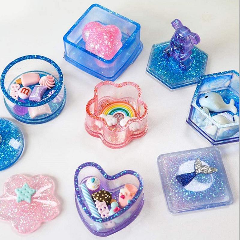 Heart Shape Resin Silicone Mold Hexagon Storage Box Mold Diy Table Jewelry Box